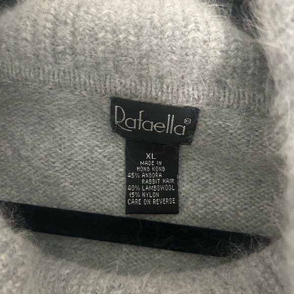 Angora Wool Blend Turtleneck Sweater Women’s XL Grey Pockets Rafaella - Picture 3 of 5